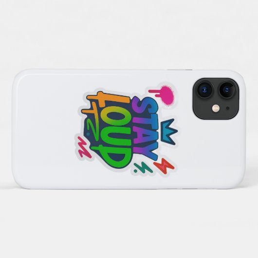 Blijf luid graffiti neon kunstwerk Case-Mate iPhone case (Achterkant (horizontaal))