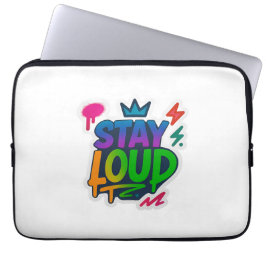 Blijf luid graffiti neon kunstwerk laptop sleeve