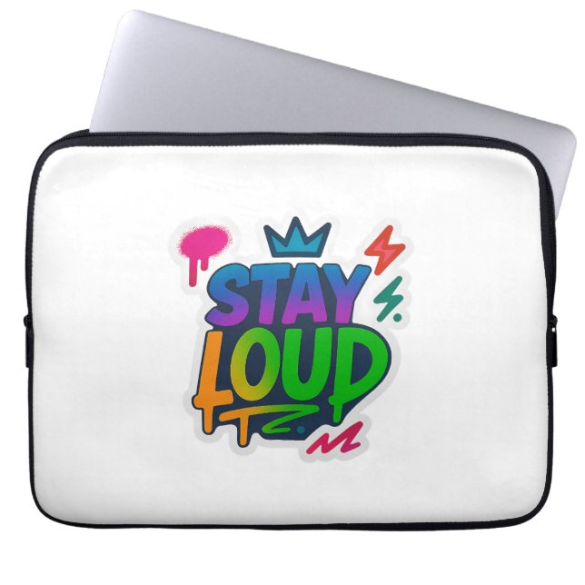 Blijf luid graffiti neon kunstwerk laptop sleeve (Voorkant)