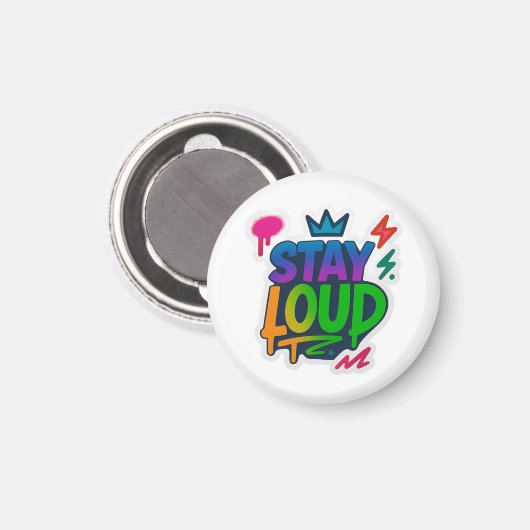 Blijf luid graffiti neon kunstwerk magneet (Voorkant / Achterkant)