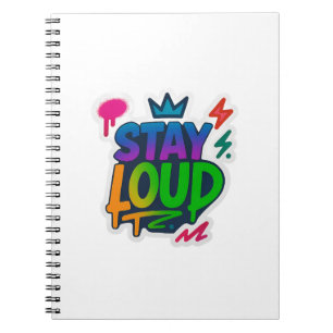 Blijf luid graffiti neon kunstwerk notitieboek