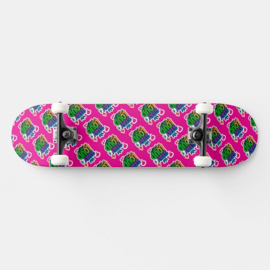 Blijf luid graffiti neon kunstwerk persoonlijk skateboard (Horizontaal)