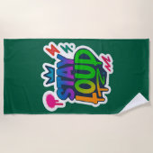 Blijf luid graffiti neon kunstwerk strandlaken (Voorkant)