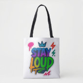 Blijf luid graffiti neon kunstwerk tote bag (Voorkant)