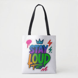Blijf luid graffiti neon kunstwerk tote bag