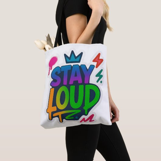 Blijf luid graffiti neon kunstwerk tote bag (Dichtbij)
