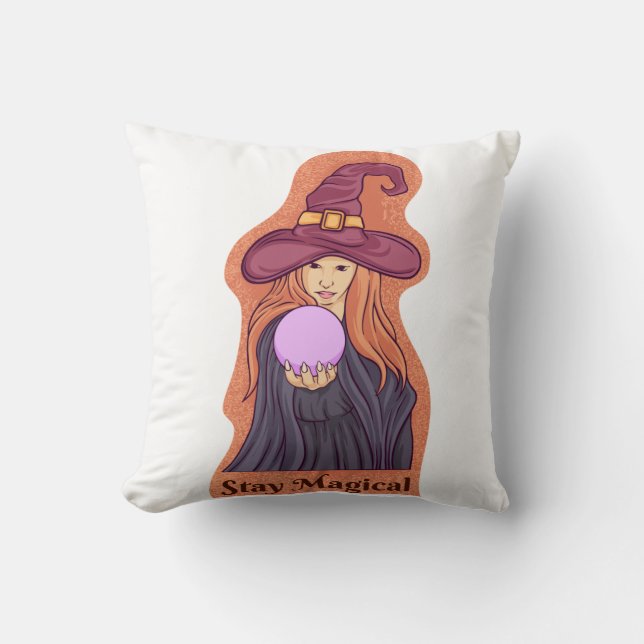 Blijf Magical Ghost Funny Halloween Groovy Kussen (Voorkant)