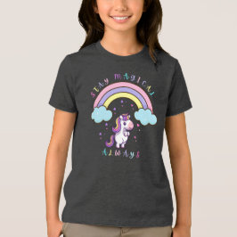 Blijf Magisch – Cute Unicorn & Regenboog Design Tri-Blend Shirt