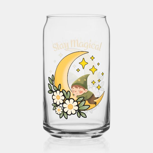 Blijf Magisch Kabouter op Halve Maan Blikvorm Glas (Achterkant)