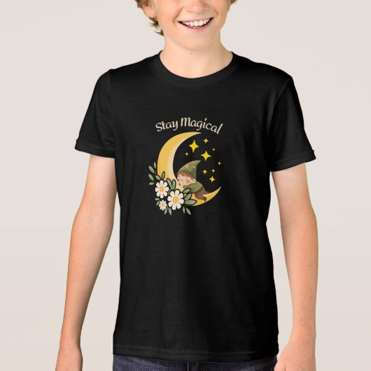 Blijf Magisch Kabouter op Halve Maan | Whimsical Tri-Blend Shirt (Voorkant)