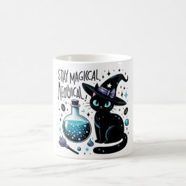 Blijf magische Meowgical Witch Black Cat Schattige Koffiemok