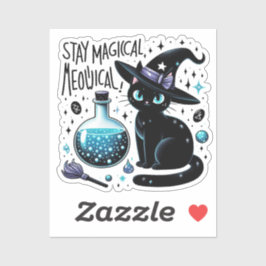Blijf Magische Meowgical Witch Black Cat Schattige Sticker