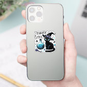 Blijf Magische Meowgical Witch Black Cat Schattige Sticker (Telefoon)