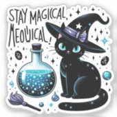Blijf Magische Meowgical Witch Black Cat Schattige Sticker (Voorkant)