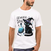 Blijf magische Meowgical Witch Black Cat Schattige T-shirt (Voorkant)