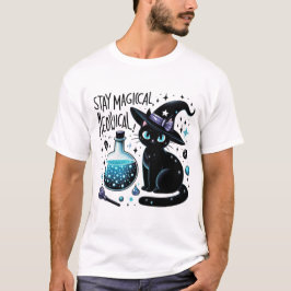 Blijf magische Meowgical Witch Black Cat Schattige T-shirt