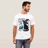 Blijf magische Meowgical Witch Black Cat Schattige T-shirt (Voorkant volledig)