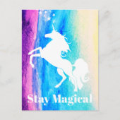 Blijf Magische regenboog Waterverf Witte Unicorn Briefkaart (Voorkant)