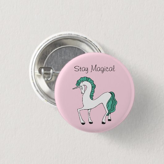 Blijf Magische Unicorn Button (Voorkant /achterkant)