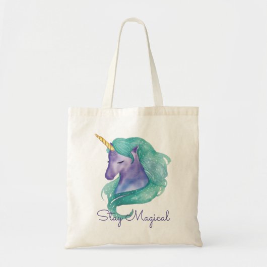 Blijf Magische Waterverf Unicorn Tote Bag (Voorkant)