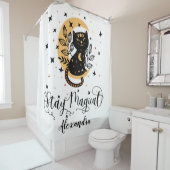 Blijf magische zwarte kat met halve maan met sterr douchegordijn (In situ)