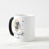 Blijf magische zwarte kat met halve maan met sterr mok (Voorkant links)