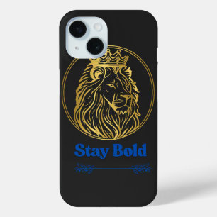 Blijf Moedig – Koninklijke Leeuwenkoning Ontwerp iPhone 15 Case