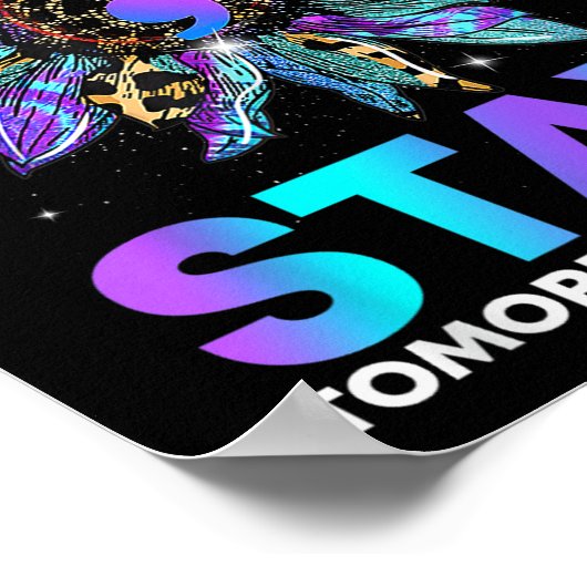 Blijf, morgen heb je zelfmoord preventie nodig. poster (Hoek)