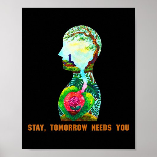 Blijf, morgen heeft u zelfmoordpreventie nodig poster (Voorkant)