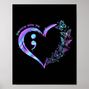 Blijf morgen, je hebt zelfmoord preventie nodig. poster