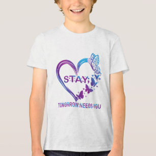 Blijf morgen, je hebt zelfmoord preventie nodig. Tri-Blend shirt