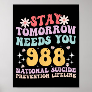 Blijf morgen nodig 988 Mental Health Awarenes Poster