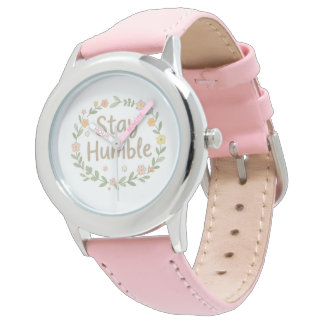 Blijf nederig aardetinten tekst op wit horloge