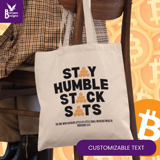 BLIJF NEDERIG STACK SATS Aangepaste Bitcoin Invest Tote Bag