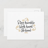 Blijf nederig werken hard briefkaart (Voorkant / Achterkant)