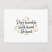 Blijf nederig werken hard briefkaart (Voorkant)