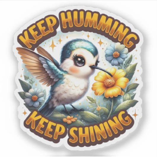 Blijf neuriën, blijf glanzende Sticker (Voorkant)