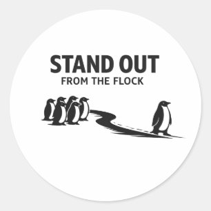 Blijf niet bij de kudde – Minimalistische Pinguïn Ronde Sticker
