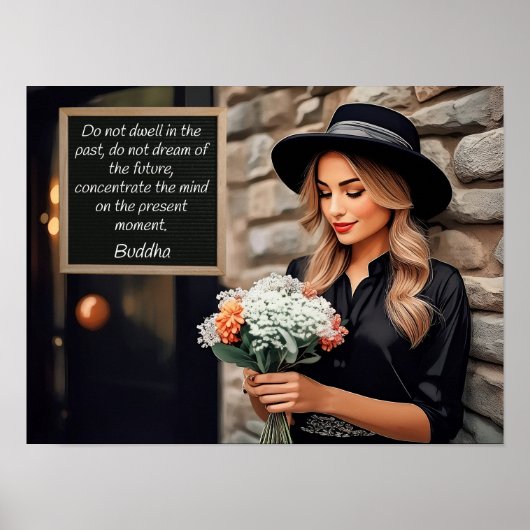 Blijf niet in het verleden, citeert Boeddha Poster (Voorkant)