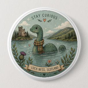 Blijf Nieuwsgierig Knus Cryptid Nessie Loch Ness M Ronde Button 4,0 Cm
