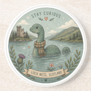 Blijf Nieuwsgierig Knus Cryptid Nessie Loch Ness M Zandsteen Onderzetter