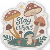 Blijf Nieuwsgierig | Whimsicale Avontuurlijke Stic Sticker (Voorkant)