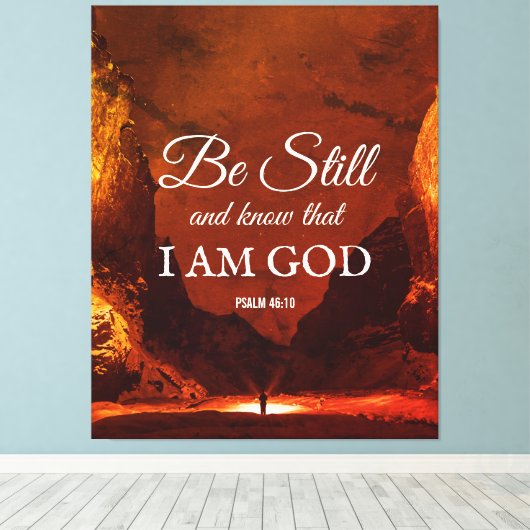 BLIJF NOG STEEDS EN WEET Psalm 46:10 Christelijk Canvas Afdruk (Insitu (Houten vloer))