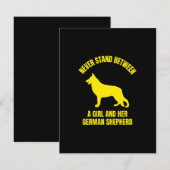 Blijf nooit tussen een meisje en haar Duitse herde Bedankkaart (Voorkant / Achterkant)