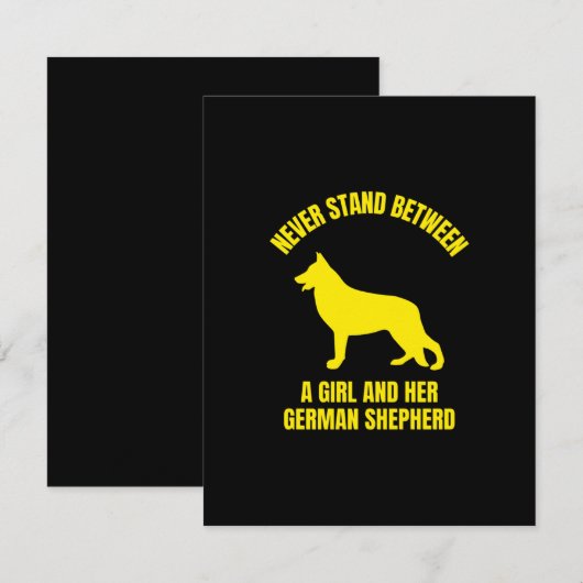 Blijf nooit tussen een meisje en haar Duitse herde Bedankkaart (Voorkant / Achterkant)