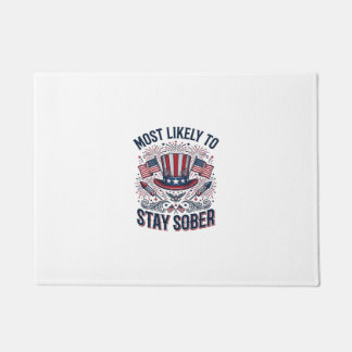 Blijf Nuchter Patriottisch Vintage Vuurwerk Shirt Deurmat
