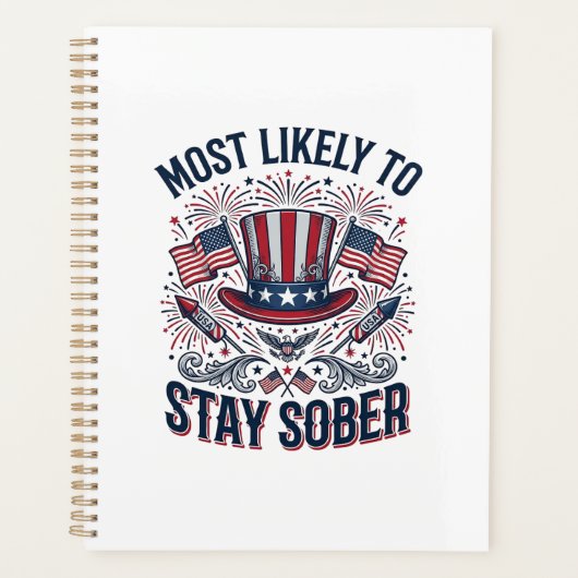 Blijf Nuchter Patriottisch Vintage Vuurwerk Shirt Planner (Voorkant)