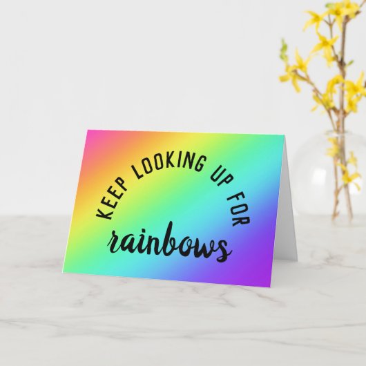 Blijf omhoog kijken naar regenboog wenskaart kaart (Gele Bloem)