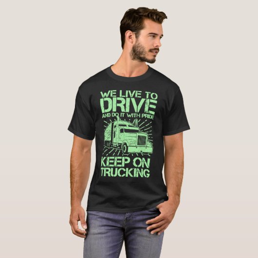 Blijf onderweg 18 Wheeler Green T-Shirt (Voorkant volledig)