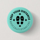 "Blijf op afstand" Onderteken Sociale Afstand Ronde Button 3,2 Cm (Voorkant)